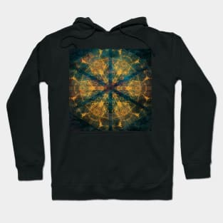 Abstract Tribal mandala in blue and gold Hoodie